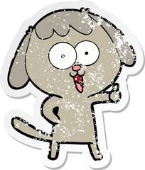 distressed sticker of a cute cartoon dog