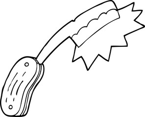 line drawing cartoon cut throat razor