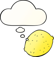 cartoon lemon and thought bubble in smooth gradient style