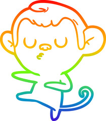 rainbow gradient line drawing cartoon monkey