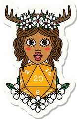 human druid with natural twenty dice roll sticker