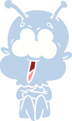 happy flat color style cartoon alien