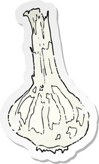 retro distressed sticker of a cartoon garlic