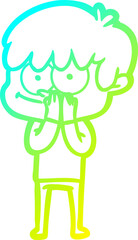 cold gradient line drawing happy cartoon man