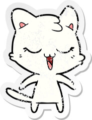 distressed sticker of a cartoon cat