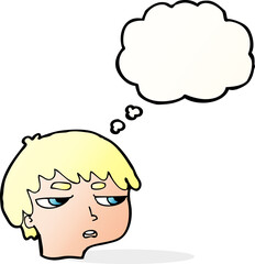 cartoon annoyed boy with thought bubble