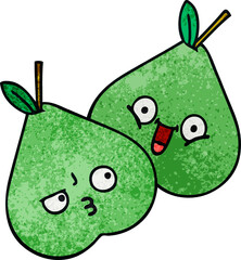 retro grunge texture cartoon green pears