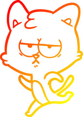 warm gradient line drawing bored cartoon cat