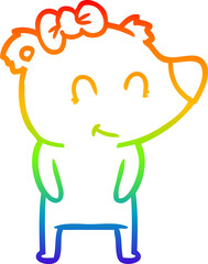 rainbow gradient line drawing female polar bear cartoon
