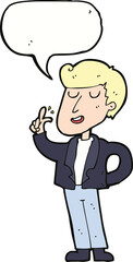 cartoon cool guy snapping fingers with speech bubble