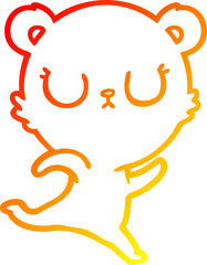 warm gradient line drawing peaceful cartoon bear running