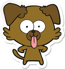 sticker of a cartoon dog with tongue sticking out