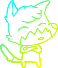 Obraz premium cold gradient line drawing cartoon fox