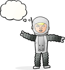 cartoon astronaut with thought bubble