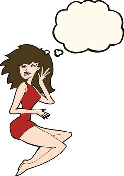 cartoon sexy woman with thought bubble