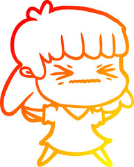 warm gradient line drawing cartoon woman