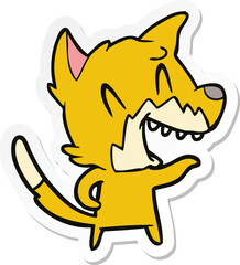 sticker of a laughing fox cartoon