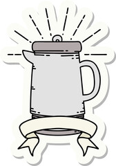 sticker of tattoo style coffee pot