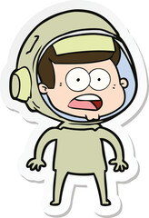 sticker of a cartoon surprised astronaut