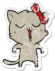 distressed sticker of a cartoon cat
