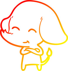 warm gradient line drawing cute cartoon elephant