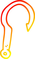 warm gradient line drawing cartoon fish hook
