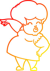 warm gradient line drawing cartoon woman making hand gesture
