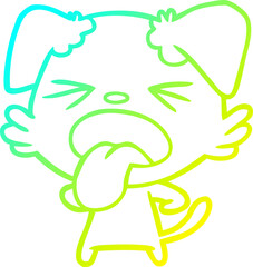 cold gradient line drawing cartoon disgusted dog