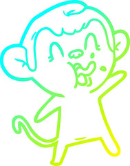 cold gradient line drawing crazy cartoon monkey