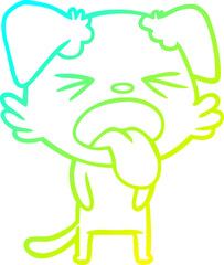 cold gradient line drawing cartoon disgusted dog