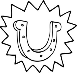 line drawing cartoon crazy lucky horseshoe symbol