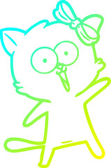 cold gradient line drawing cartoon cat