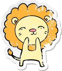 distressed sticker of a cartoon lion