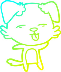 cold gradient line drawing cartoon dog sticking out tongue
