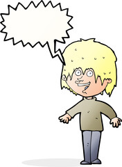 cartoon excited man with speech bubble