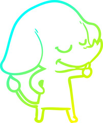 cold gradient line drawing cartoon smiling elephant