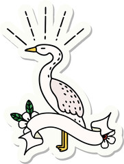 sticker of tattoo style standing stork