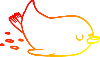warm gradient line drawing cartoon sliding penguin