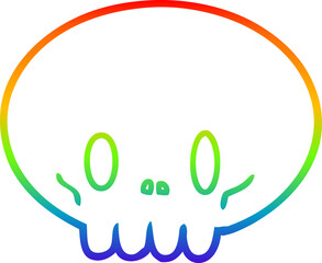 rainbow gradient line drawing cartoon skull