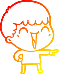 Obraz premium warm gradient line drawing cartoon happy man
