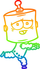 rainbow gradient line drawing cartoon robot