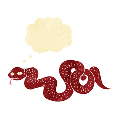 Obraz premium cartoon snake with thought bubble
