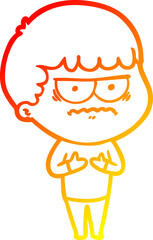 warm gradient line drawing cartoon annoyed man