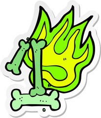 sticker of a cartoon halloween bone number