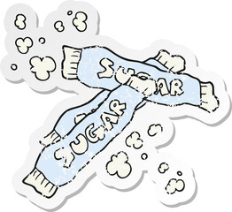 retro distressed sticker of a cartoon packets of sugar