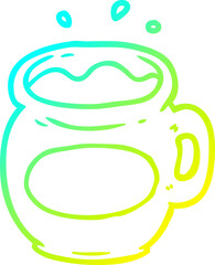 cold gradient line drawing mug of coffee