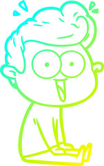 cold gradient line drawing cartoon staring man