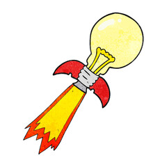 textured cartoon lightbulb rocket ship