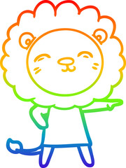 rainbow gradient line drawing cartoon lion