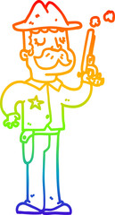 rainbow gradient line drawing cartoon sheriff
